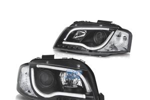 FARI AUDI A3 8P 03-08 CON DRL LED NERI