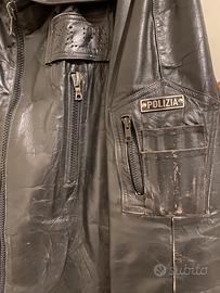 Giacca-Giubbotto vintage in pelle Polizia nero