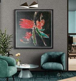 Quadro astratto dipinto su tela quadrato