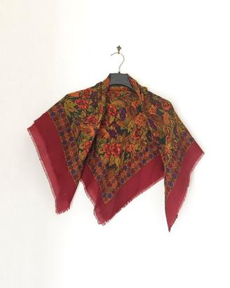 Sciarpa Foulard Vintage Floreale - Grande - Rosso 