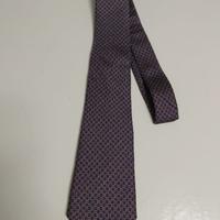 Cravatta bordeaux-blu con trama a nodi, pura seta