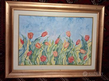 quadro tulipani con bella cornice