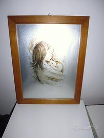 Quadro Madre con Bimbo G.TARANTINO Lamina Argento