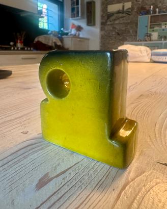 Portapenne vintage AB ceramica verde anni ’70