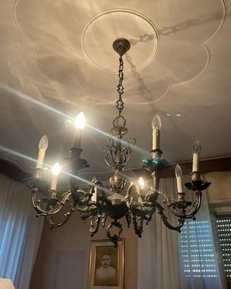 Lampadario in ottone e metallo