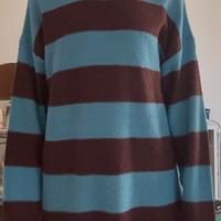 Maglione a righe azzurro/marrone