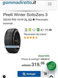 4 gomme Pirelli winter sottozero 3 255/40 r20