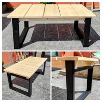 Tavolo giardino legno massello industrial design 