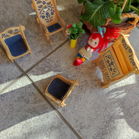 Mobili x bambole nove pz.in legno decorato,vintage