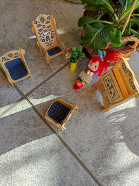 Mobili x bambole nove pz.in legno decorato,vintage