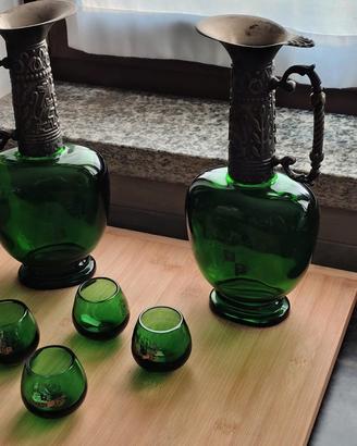 servizio vintage decanter e bicchieri