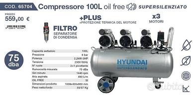 COMPRESSORE 100 LITRI SUPER SILENZIATO HYUNDAI A 3
