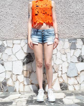 Canotta con fiori  trasparenze donna