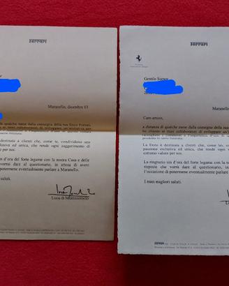 Ferrari Enzo Ferrari Lettere Avv. Montezemolo 2003
