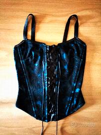 CORSETTO BUSTINO PIZZO/RASO STECCATO CON LACCI