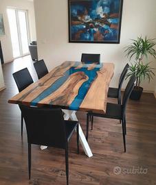 🌿 Tavoli artigianali in legno e resina 