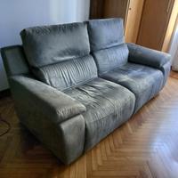 Divano 3 posti-2 relax elettrici-Microfibra grigio