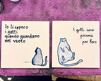 Piastrelle decorative gatti dipinte a mano