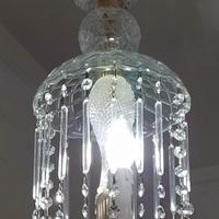 lampadario in vetro con pendenti Swarovski