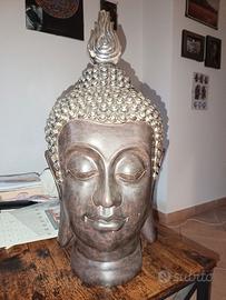 Meravigliosa testa di Buddha  con intarsi metallo
