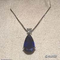COLLANA ORO 18kt. CON DIAMANTE E ZAFFIRO GOCCIA