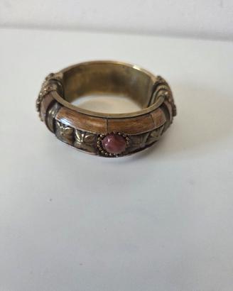 Bracciale rigido etnico vintage con inserti 
