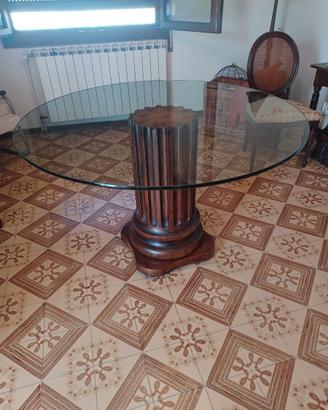 Vintage. Tavolo in cristallo e 4 sedie
