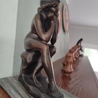 Statua donna bronzo su base in marmo antiquariato