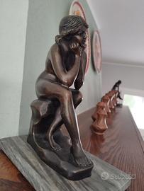 Statua donna bronzo su base in marmo antiquariato