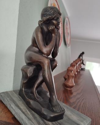 Statua donna bronzo su base in marmo antiquariato