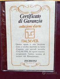 Incisione  su lastra d’argento (lago Maggiore)