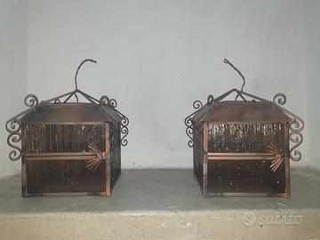 lampade lanterne in ferro battuto e vetro