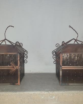 lampade lanterne in ferro battuto e vetro