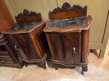 Comodini barocco Vintage con Marmo Nero Luigi XV