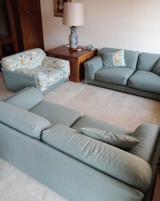 2 divani e 1 poltrona rifoderati