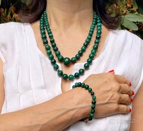 set collane e bracciale malachite 