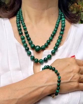 set collane e bracciale malachite 