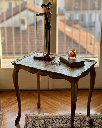 Tavolino Vintage Decorato Veneziano Fiorentino