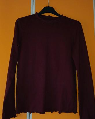Maglia a maniche lunghe color prugna