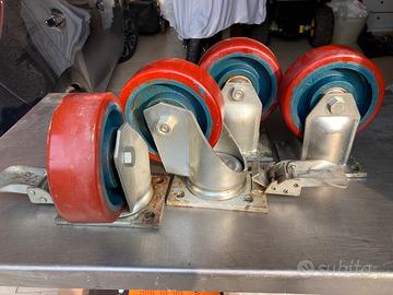 4 ruote in PU per carrelli pesanti