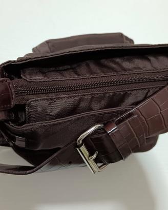 borsa tracolla tessuto stile Kipling donna marrone