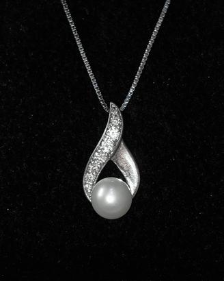 Collana GLAMIRA Argento 925, Diamanti e Perla