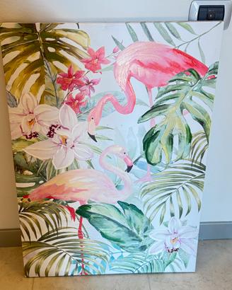 Quadro tropicale con fenicotteri