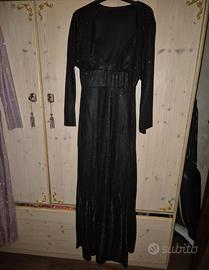 vestito lungo nero brillantinato 