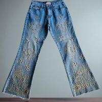 Jeans svasati ricamati in denim (Wanli)