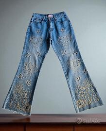 Jeans svasati ricamati in denim (Wanli)