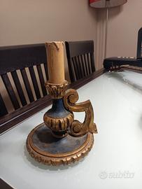 candelabro antico in legno 