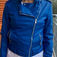 Giacca mod. Motociclista in ecopelle blu