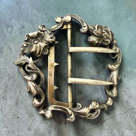Antica grande fibbia Art Nouveau Argento fine 800