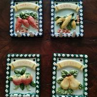 Set di quattro piastrelle decorative in ceramica